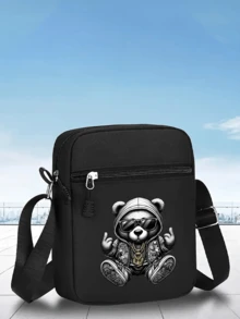 1件/2件裝 Cool Bear 個性化圖案印花中性平帽簷嘻哈棒球帽與斜跨包，街頭時尚戶外運動棒球帽平帽簷帽子與包，可調節，適合日常穿著與禮物 - 彩色 - 查看 18