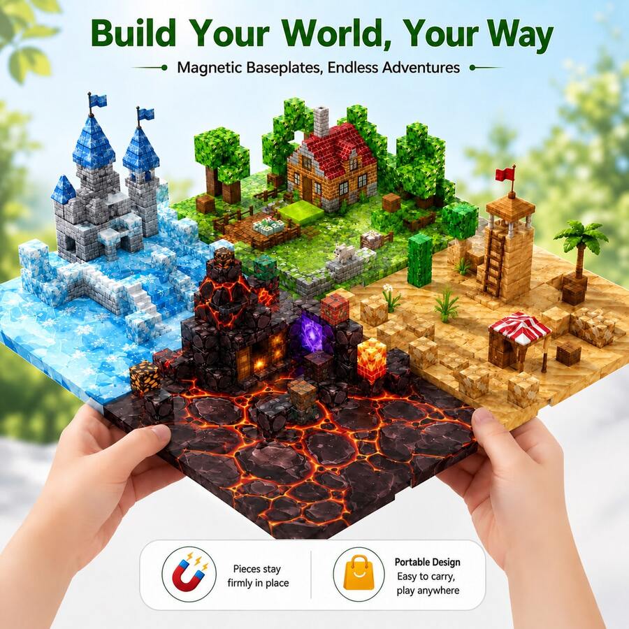 Magnetic Building Blocks Base Plate Expansion Set, DIY Magnetic Construction Game Scene Toy, Suitable For Game Enthusiasts Aged 3+, Great Gift - 彩色 - 查看 1