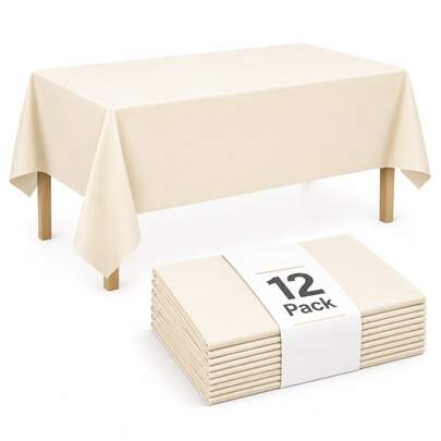 1/3/6/12 Pack Ivory White Solid Color Plastic Party Tablecloth - 54 Inch X 108 Inch - Disposable Tablecloth For Parties And Picnics, Suitable For Weddings, Christmas, Thanksgiving, Halloween