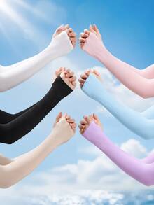 5 Pairs Ice Silk Sun Protection Arm Sleeves With Thumb Hole, UV Protection Cooling Arm Covers, Breathable Thin Driving Cycling Outdoor Sun Protection Sleeves, Unisex, Multiple Colors Available - One Size - View 3