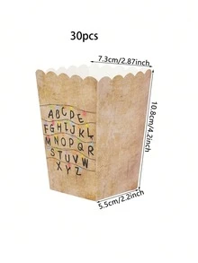 10pcs/30pcs/50pcs Theme Disposable Letter Horror Birthday Paper Popcorn Bucket Box Container Movie Night Party Gift Snack Container Suitable For Movie Night Vintage Cinema Birthday Carnival Circus - Type a - View 8
