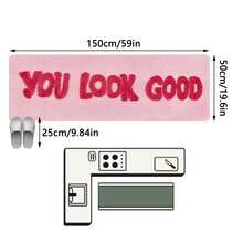 1pc Minimalist Solid Pink Faux Cashmere Letter Print Floor Mat, Soft Absorbent Machine Washable Kitchen Rug, Fresh Entrance Mat, Rectangular Low Pile Holiday Home Decor Mat, Suitable For Living Room, Bedroom, Kitchen, Laundry Room - Baby Pink - View 14