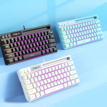 AULA 機械觸感有線鍵盤與滑鼠 RGB 背光 61 鍵迷你遊戲鍵盤,相容於桌上型電腦、筆記型電腦、Mac - 查看 3