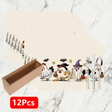 1 Stück/4 Stücke/6 Stücke, Heimdekoration, Leinen-Tischsets mit Geistermuster-Muster, geeignet für den Esstisch, ganzjährige Dekoration, moderner Stil waschbare Tischsets, Raumdekoration, Tischsets, Untersetzer, Küchen-Esstisch-Tischsets, Innen-/Außen-Partydekoration, Heimdekoration, ideales Geschenk - Verschiedenfarbig - Übersicht 16