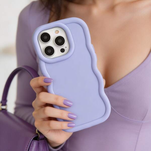 1 pieza [Modelo Android Puro] Funda de teléfono de color púrpura azul sólido, estilo minimalista lindo personalizado simple, estilo europeo americano Ins suave sin patrón, hermoso y bonito, color macaron cobertura completa anti-caída, forma de onda colorida fresca estilo crema, [Versión internacional no versión local] Adecuado para Android/GALAXY/A/S/FE/PLUS/ULTRA/PRO/NOTE/POCO/X/Transsion/HOT/PLAY/SPARK/POP/SMART/RENO/Honor/E/G/Funda de teléfono/Cubierta protectora
