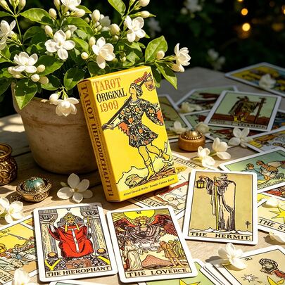 Original 1909 Tarot Card Set | 78 Classic Rider-Waite Tarot Cards With Paper Instruction Manual | Authentic Vintage Tarot Cards Suitable For Divination, Tarot Learning And Spiritual Guidance | Essential Tarot Tool For Beginners And Readers