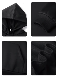 1-Piece Women's Hoodie: Cotton-Polyester Blend, Exquisite Print, Suitable For Outdoor Use In Autumn & Winter Commuting - 黑色 - 查看 6