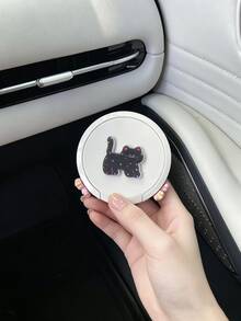 1pc Colorful Polka Dot Black Cat Car Cup Holder, Foldable Cup Holder For Milk Tea, Coffee And Drinks, Acrylic Running Cat Car Door Side Storage Foldable Cup Holder, No-Drill Car Interior Coffee Storage Rack, Home Dorm Wall-Mounted Cup Storage Rack, Foldable Cup Holder Cup Storage Rack, Multi-Functional Foldable Car Cup Holder - A - View 2