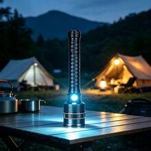 1pc High Power LED Flashlight, USB Rechargeable, Powerful Tactical Flashlight, Ultra Long Range, Strong Light Illumination, Outdoor Fishing Light - Black - View 9