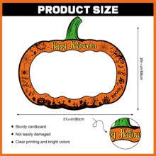 Halloween Photo Booth Props Set With Pumpkin Frame - Spooky Masks, Glasses & Signs For Halloween Party Decorations - Multicolor - View 8