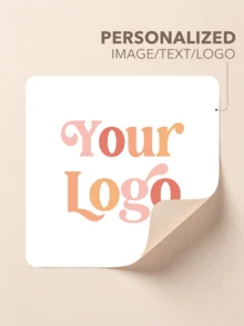 客製化 Logo 貼紙，可上傳圖片正方形標籤，個性化文字 Logo 貼紙，適用於零售包裝、運輸箱、感謝卡、烘焙袋、蠟燭瓶、肥皂包裝、產品包裝、精品用品、手工事業封口貼紙 - 50PCS Square - 查看 1