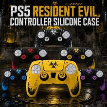 Crimson Bio Hazard Contamination Warning Controller Skin Cover For Playstation 5 Controller, RALAN 1 Controller Protector Case+2 Customised Thumb Grips Caps +Customised Stickers - View 3