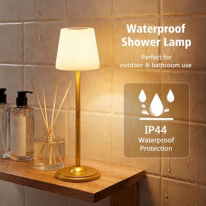 LED wiederaufladbare kabellose Nachtlampe, USB-Aufladung, Touch-Steuerung, 3 Farbtemperaturen einstellbar, transparenter Lampenkopf Tischlampe, wasserdicht, Metallbasis-Design, geeignet für Wohnzimmer, Schlafzimmer, Esszimmer, Badezimmer, Party-Atmosphärenbeleuchtung