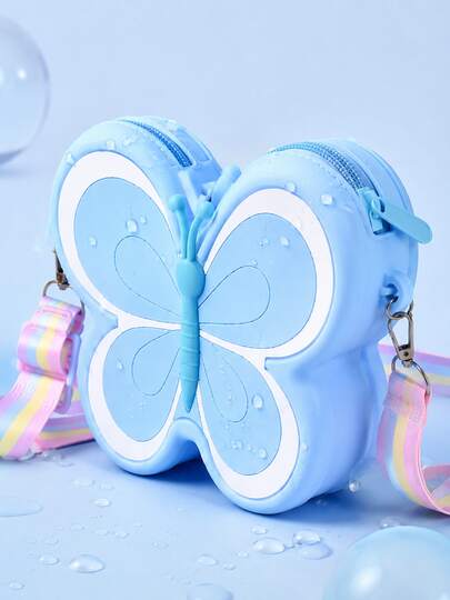 XD New Butterfly-Shaped Silicone Zipper Pouch, Suitable For Outdoor Use, Can Store Keys, Data Cables, Coins And Rings, Birthday Gift Crossbody Bag
