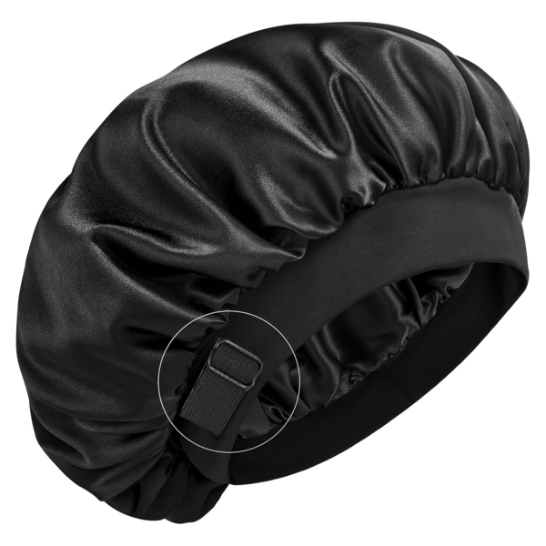 Gorro de dormir de seda de ala ancha ajustable, apto para cabello rizado/rastas, gorro de dormir elástico para usuarias de pelucas, lavable a mano