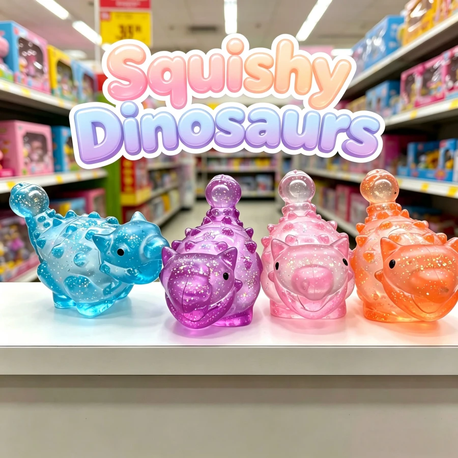 Juguete antiestrés de dinosaurio transparente con purpurina, de rebote lento, juguete de dinosaurio lindo para apretar y aliviar la presión, juguete de animal de gelatina transparente y brillante para apretar, regalo para fiesta infantil, recompensa de aula, decoración de escritorio en el hogar, juguete sensorial, adecuado para niños y niñas