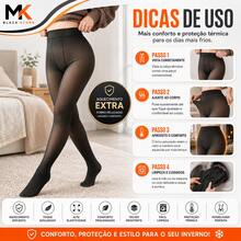 Calça Térmica Translúcida Aveludada Tamanho Único 32x99cm - Preta Inverno Quentinha - Preto - Visão 7