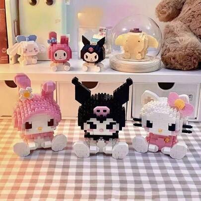 Sanrio Mini Building Blocks Doll Series Display – Approx. 400pcs Cartoon Character Building Blocks, Collectibles, Perfect Birthday Gift, Indoor Decor, Home Supplies, Cute Style Building Blocks, Anime Character Model Gift, Birthday Gift, Carnival Prize, Back To School Gift, Etc.