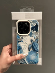 1件 白色泡泡海龜水母極簡風全包覆 TPU 防震手機殼，適用於 Apple 17 16 15 14 13 12 11 Pro Max Air 及系列 - 彩色 - 查看 4