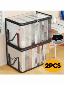 Caja de almacenamiento transparente grande con tapa abatible - Contenedor de almacenamiento de plástico resistente con marco negro, adecuado para el hogar, la oficina, la sala de juegos. Estantes apilables resistentes - Unidad de almacenamiento de libros, ropa, revistas que ahorra espacio - Se requiere un montaje sencillo, caja de regalo de Nochebuena, almacenamiento y organización, caja de regalo de Navidad, caja de almacenamiento, contenedor de almacenamiento, organización y almacenamiento de gabinetes, organización y almacenamiento - Multicolor - Ver 13