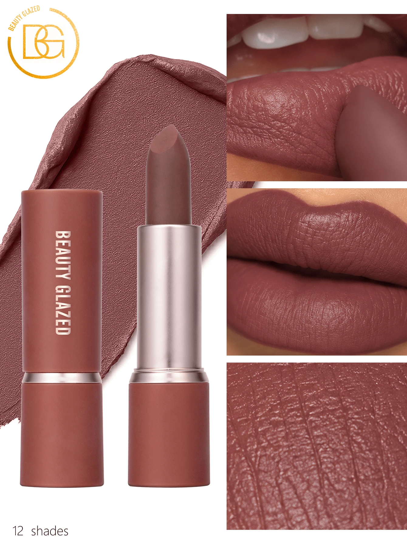 beauty glazed Set de Labiales Mate, Color Nude, Hidratante, de Larga Duración, Caja de Regalo Cosmética Resistente al Agua - #104 - Ver 1