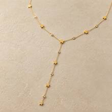 1pc Women's Star Zirconia Y-Shaped Necklace, Luxury Sweet Style, Stainless Steel Color-Preserving 18K Gold Plated, 45cm Collarbone Chain With 12cm Star Zirconia Tassel Drop Design, Suitable For Women's Daily Commute, Date, Evening Party, Holiday Gift - Star Diamond - View 2