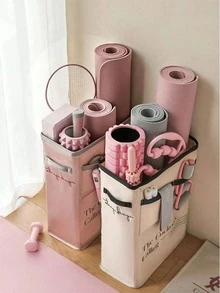 1 pieza Cesta de almacenamiento para esterilla de yoga, organizador de equipos de fitness, estante de almacenamiento para rodillo de espuma hecho en casa, desmontable y portátil - Multicolor - Ver 2