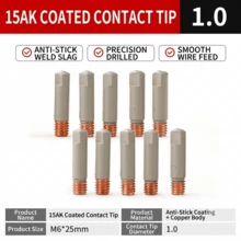 15AK14AK European Style MIG Welding Gun Universal Coated Conductive Nozzle Non-Stick Slag 0.8mm;1.0mm;1.2mm 10pcs/Pack - 15AK Conductive Tip (10-pack) - View 9