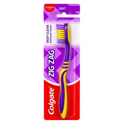 Cepillo de dientes manual Colgate Zig Zag Deep Clean con cerdas suaves y mango de fácil agarre