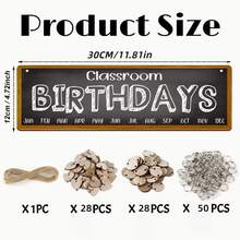 1 Set Wooden Birthday Reminder Calendar Board, Multi-Function Party Gift Set, Cute Back To School Classroom Decor, Birthday Tracking Board With Heart/Round Labels, Wall Hanging Birthday Calendar - Multicolor - View 4