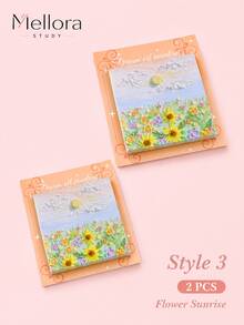 2PCS Selectable Oil Painting Landscape Self-Adhesive Sticky Notes, 30 Sheets Per Pad Removable Scenery Memo Paper For Household Office Document Marking & Daily Journal Annotation - Multiple Styles - View 8