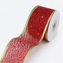 2"/6.3cm 寬亮片網格金屬邊緞帶捲，奢華金銀紅蜘蛛網布帶，適用於節日禮物包裝、花環裝飾、蝴蝶結製作與 DIY 手作項目 - 緞帶 - 查看 6