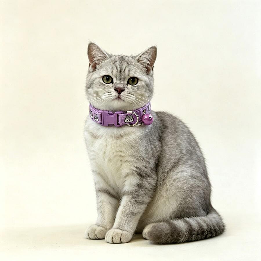 Dog Collar Pet Cute Cartoon Adjustable Neck Collar Small-Medium Printed Bell Cat Collar Neckband - Purple - View 1