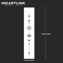 INKARTLINK 1PC Simple Zen Pattern Spine Tattoo Back Decorative Sticker, Temporary Waterproof Body Art Tattoo Sticker, Lasts 1-2 Weeks, Plant Tattoo Juice Tattoo, Suitable As A Gift For Girls, Essential For People, Essential Decoration For Parties - Black - View 4