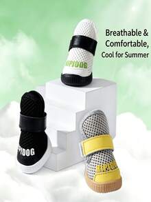 4pcs Dog Shoes, Paw Protection, Dog Shoes, Dog Paw Protection, Breathable, Suitable For Indoor And Outdoor Use In Summer - Multicolor - View 2