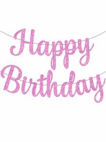 1套亮金 Happy Birthday 橫幅，金色生日派對裝飾，Happy Birthday 標誌，女性生日裝飾，需DIY，Happy Birthday - 查看 10