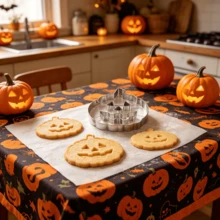 9pcs Halloween Cookie Cutter Set, Reusable Stainless Steel, Pumpkin Bat Ghost Linzer Molds, Smooth Edges, For Home DIY Baking - View 10
