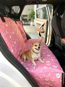 1 pieza Almohadilla para perro impresa en tela Oxford rosa, resistente a la suciedad y al desgaste, adecuada para usar en el asiento trasero del automóvil - Rosa - Ver 8