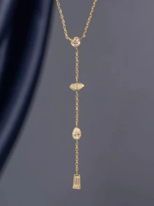 1/3pcs New Exquisite Geometric Minimalist Stainless Steel Gold Necklace For Women, Suitable For Party, Gathering, Beach Vacation, Daily, Anniversary, Date And Multiple Occasions - Multicolor - View 6