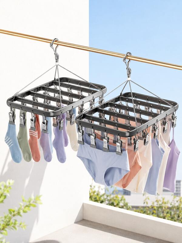 Sock Drying Rack, 360 Degree Rotating Windproof Hooks, Multi-Functional Drying Rack For Underwear, Bras, Socks, Towels And Other Small Clothing Items, Suitable For Balcony, Dorm, Window, Indoor Use, Perfect Gift For Mother's Day, Easter, Also Can Be Used As Wardrobe Storage Rack, Room Decoration