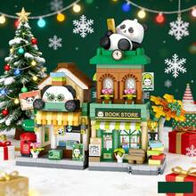 Japanese Street Scene Building Blocks Hot Spring House Flower Shop Bakery Panda Bookstore, Mini DIY Assembly Model, Home Decor, Suitable For Christmas Holiday Gift - Multicolor - View 8