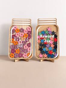 36pcs Wooden Star & Flower Hollow Reward Jar, Positive Behavior Incentive Chart, Decorative Reward System, Suitable As Easter Gift, Easter Decoration, Back To School Supplies, Home Decor, Party Decoration, Wedding Decoration, Holiday Decoration - Decorations - View 8
