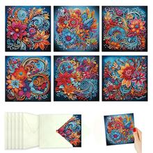 6pcs Diamond Painting Kit Greeting Cards With Flower, Shell, Dandelion, Mushroom House Patterns, Paper Material With Partial Mosaic Craft, For Atmospheric Decoration, New Year And Thanksgiving Message Cards - 6Pcs - View 14
