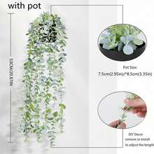 1/2pcs Artificial Hanging Plants, Wall-Mounted Planter Decor, Suitable For Indoor, Outdoor, Living Room Shelf Decoration, Home Decor, Room Decor, Garden Decor, Wall Decor - Eucalyptus - View 3