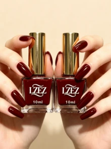 2 Frascos de Esmalte de Unhas à Base de Água - LZEZ - Nova Tampa Dourada 20ml Esmalte de Unhas Descascável de Longa Duração Secagem Rápida Paleta de Cores Suaves Esmalte de Unhas à Base de Água Descascável Secagem Rápida Versátil para Uso Diário - Vinho - Visão 4