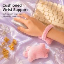1 Pc Assorted Gingham Wrist Rest Pillow, Cute Plush Fabric Bone-Shaped Cushioned Wrist Support With Elastic Strap, Soft Ergonomic Hand Rest Pad For Mouse, Keyboard, Typing, Office Desk, Study, Home And Everyday Computer Use - Multi-color - View 3
