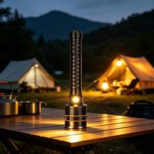 1pc High Power LED Flashlight, USB Rechargeable, Powerful Tactical Flashlight, Ultra Long Range, Strong Light Illumination, Outdoor Fishing Light - Black - View 5