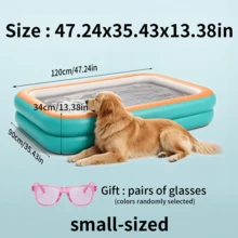 Extra Large Inflatable Swimming Pool, 3 Layer Thickened Foldable Family Pool For Backyard Garden Patio, Include A Pair Of Sunglasses As Well - Green Orange - View 8