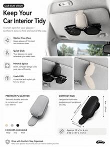 1pc Universal Car Sun Visor Glasses Holder, PVC Material, Car Glasses Storage Rack, Interior Accessory, Glasses Storage Holder - Multicolor - View 3