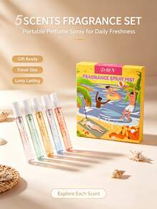 10/5pcs Mini Travel Fragrance Set, Holiday Gift, Portable Air Freshener Spray, Long-Lasting Pocket Convenient Carry, Beach Style Gift Box, Birthday Gift Set, Date Travel - Multiple Styles - View 2